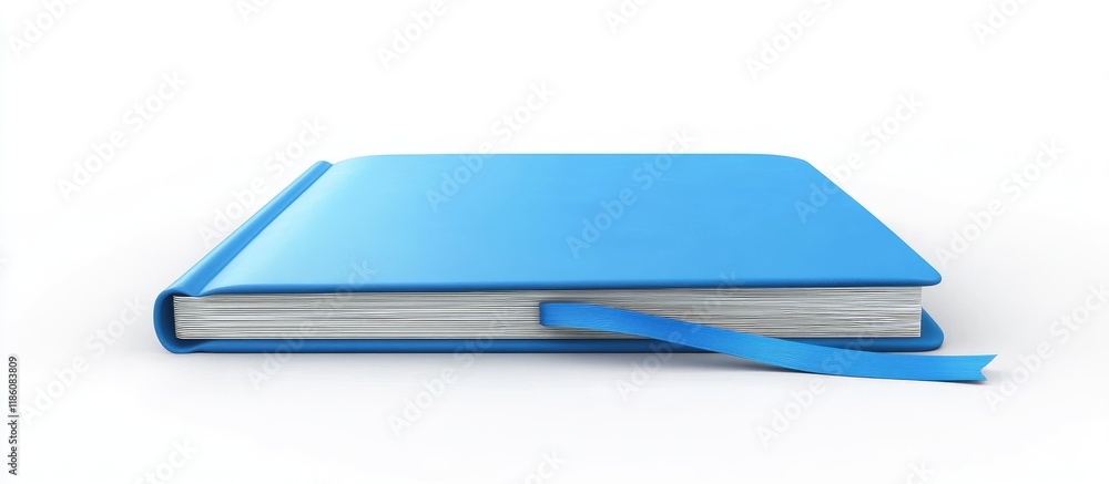 Poster Blue notebook with a ribbon isolated. with copy space image. Place for adding text or design
