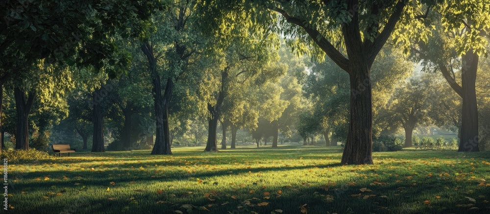 Poster trees within the park. with copy space image. place for adding text or design