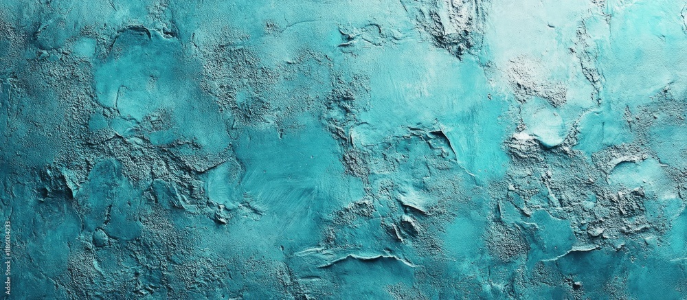 Poster turquoise abstract backdrop wall surface mortar backdrop cement texture featuring spots. with copy space image. Place for adding text or design