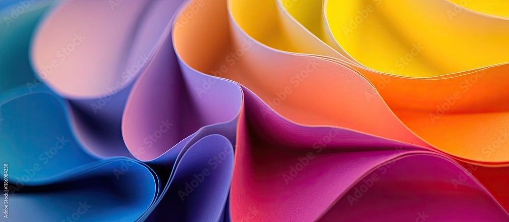 Leinwandbilder Background macro image of a vibrant origami pattern created from curved sheets of paper. with copy space image. Place for adding text or design
