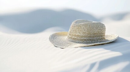 Summer Sun Hat Resting on a Sandy Beach