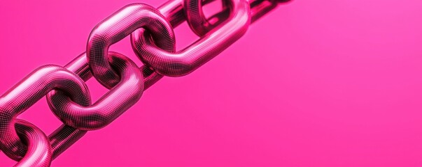 Cybersecurity protocol for surveillance Vibrant pink chain links against a bright background creating a bold visual impact.