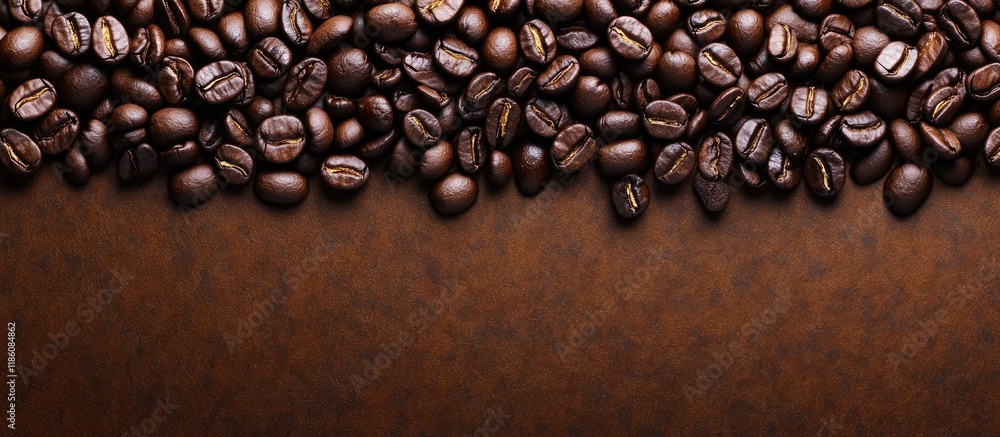 Aufkleber Roasted coffee beans May serve as a background or texture. with copy space image. Place for adding text or design