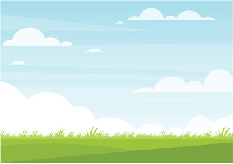 Cartoon outdoor park background with green grassland bright sky stock illustration