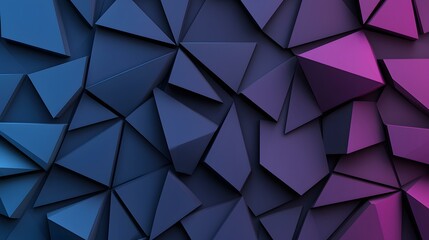 Fototapeta premium The image contains a pattern of many dark blue and purple triangular shapes that make up a fragmented, textured surface.