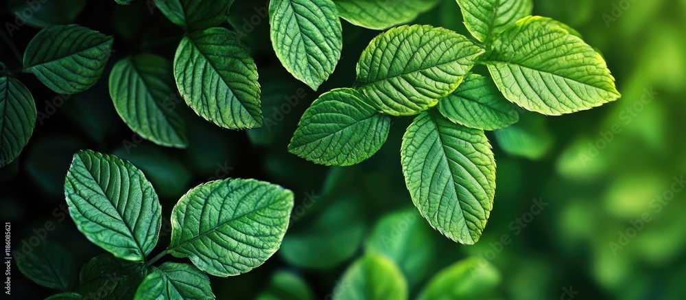 Leinwandbilder spring leaves natural green background of a bush. with copy space image. place for adding text or de