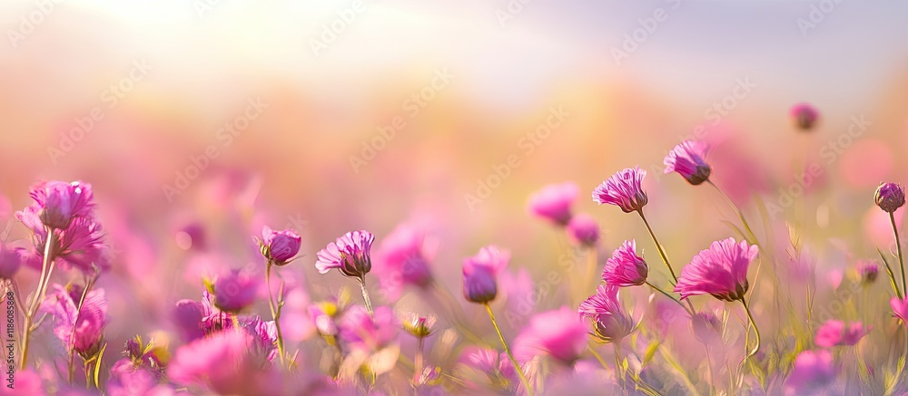 Poster defocused abstract background of a flower field. with copy space image. place for adding text or des