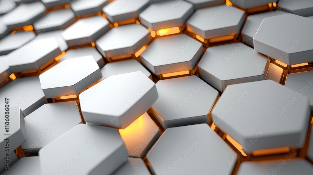 Poster wallpaper with a dynamic 4k animation of random hexagons