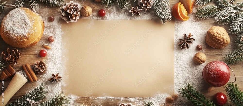 Aufkleber christmas baking background concept featuring copy space empty recipe paper
