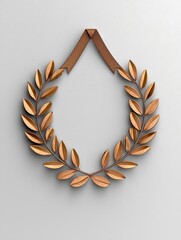 A photostock of an intricate golden laurel wreath with realistic textures, isolated on a clean white background, classic and elegant, High Quality