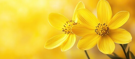 Naklejka premium yellow flower springtime nature. with copy space image. Place for adding text or design