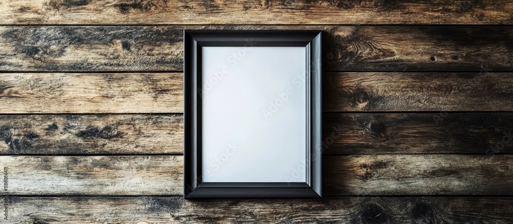 Fototapete blank picture frame on a wooden surface. with copy space image. place for adding text or design