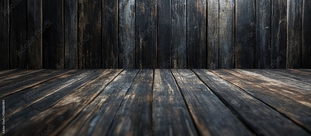 Aufkleber vertical dark aged wooden floor texture for background. with copy space image. place for adding text