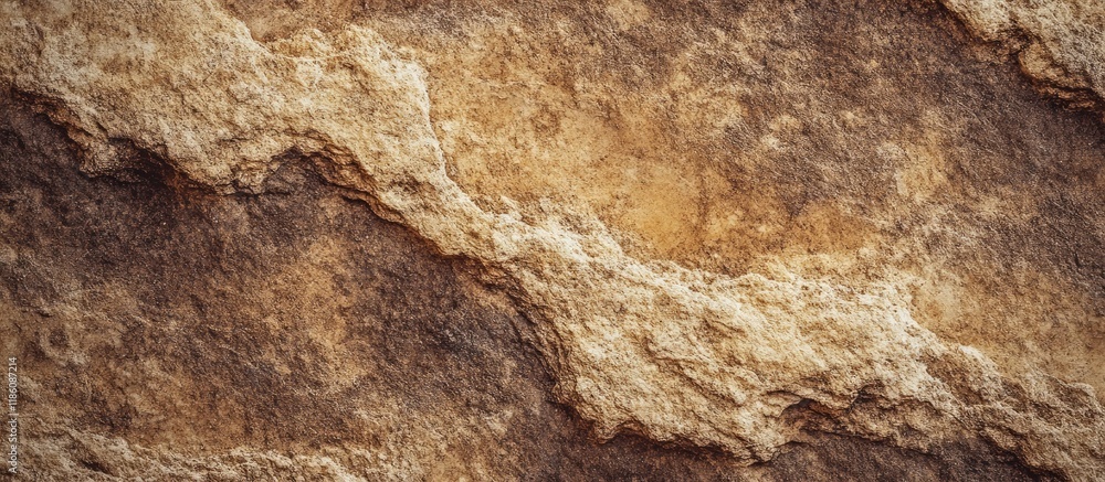 Aufkleber Closeup of brown sandstone with a shaggy texture featuring dark areas natural lines and exfoliations Textured background with copyspace