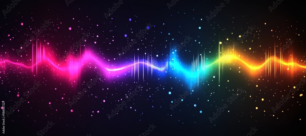 Poster colorful audio visual media waves, a representation of broadcasting and sound patterns
