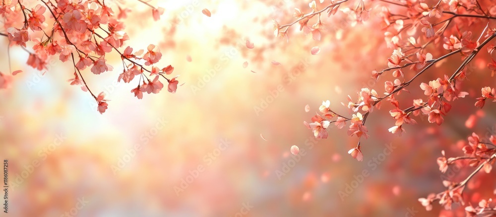 Poster Autumn cherry blossoms that flourish stunningly in the fall. with copy space image. Place for adding text or design