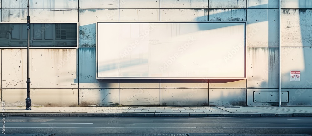Aufkleber A large empty billboard on a wall by the street featuring banners that allow for adding your own text. with copy space image. Place for adding text or design