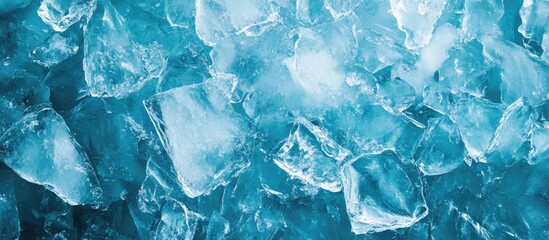 Broken ice close up Fragments of crushed blue ice create a textured background Close up of frozen water. with copy space image. Place for adding text or design