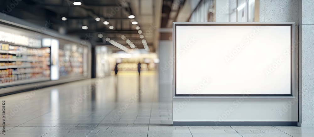 Poster Empty advertising billboard displayed in the supermarket. with copy space image. Place for adding text or design