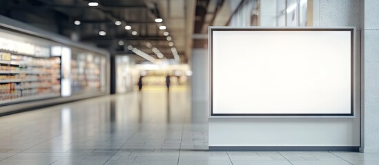 Empty advertising billboard displayed in the supermarket. with copy space image. Place for adding text or design