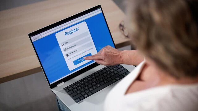Businesswoman's Hand Filing Online Registration Form
