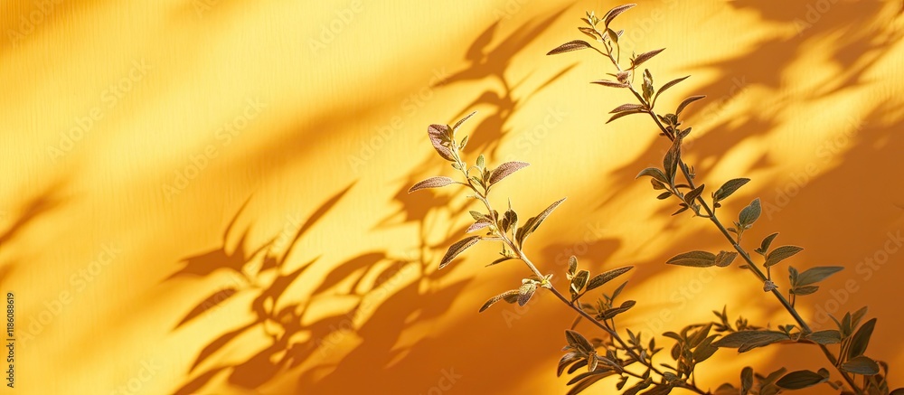 Aufkleber trending idea using natural materials featuring plant shadows on orange daytime presentation natural