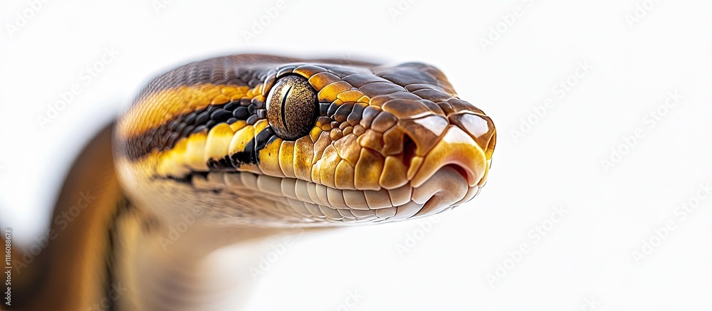 Leinwandbilder Reticulated Python Python reticulatus set against a white background. with copy space image. Place for adding text or design