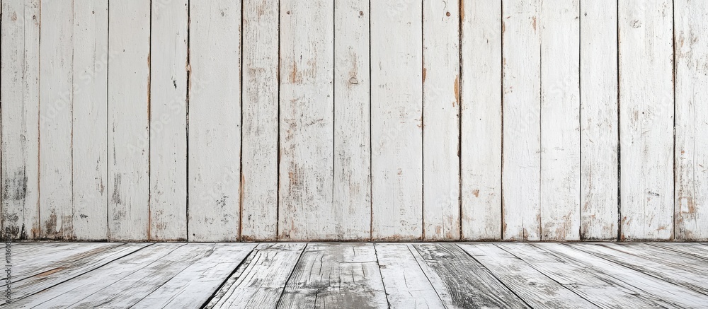 Fototapete white aged wood backdrop and design. with copy space image. place for adding text or design