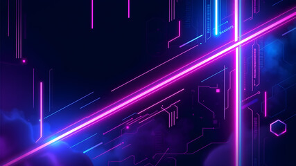 Pink and blue neon lines background. Generative AI