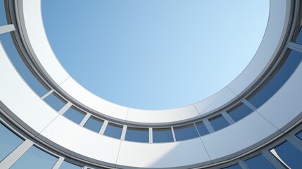 Fototapeta premium Abstract Circular Architecture with Skylight and Blue Sky