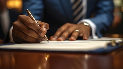 Young couple signs real estate documents with agent in professional office setting