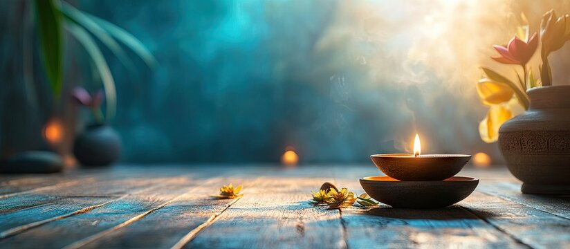 Ayurveda principles for tranquility and meditation. with copy space image. Place for adding text or design