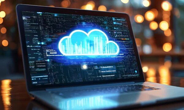 Computer laptop and dashboard for Data document Management System on cloud online documentation database and digital file storage system or software, records keeping, database technology, file access