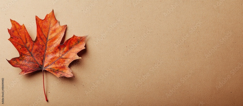 Leinwandbilder maple leaf on a cardboard backdrop vertical orientation ample copy space for your text