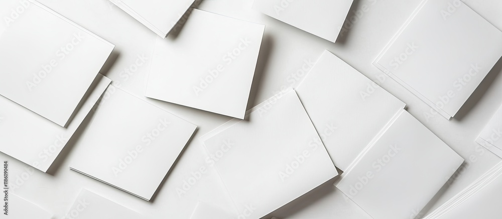 Poster Blank sheets of paper on a white backdrop. with copy space image. Place for adding text or design