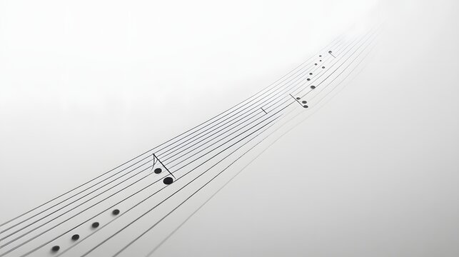 Musical Notes Flowing On White Background