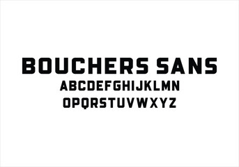 Bouchers Sans font for logo and headline. Isolated vector typeset