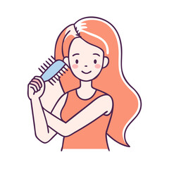 brushing hair vector icon, singles awareness vector illustration - simple illustration of brushing hair perfect for logos, and self love -themed designs.