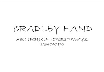 Bradley Hand font for logo and headline. Isolated vector typeset
