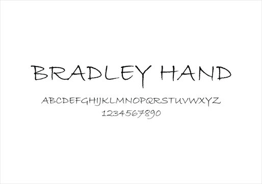 Bradley Hand font for logo and headline. Isolated vector typeset