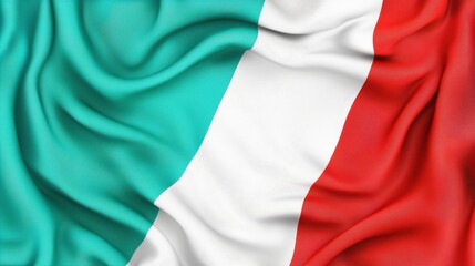 Fototapeta premium Draped Italian Flag Teal, White, and Red Fabric Texture