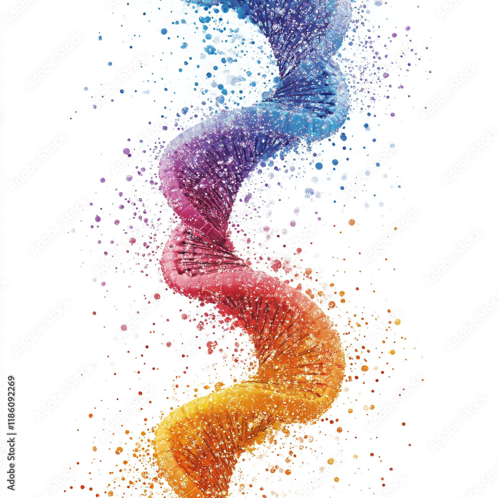 Poster colorful swirling pattern representing dna structure and diversity in art and science