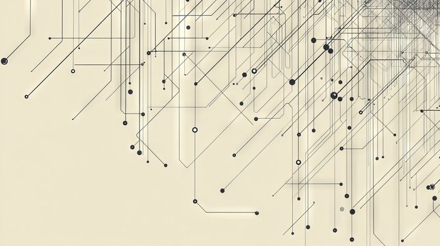 Modern circuit architecture with simplified geometric forms. Parallel data paths in varying thicknesses create visual hierarchy, highlighted connections suggest active processing zones.