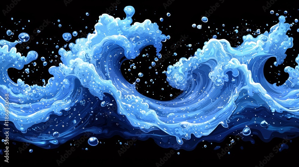 Poster a splash sequence animation sprite sheet for motion graphics or mobile games featuring a drip effect