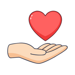 Obraz premium heart on palm vector icon, singles awareness vector illustration - simple illustration of heart on palm perfect for logos, and self love -themed designs.