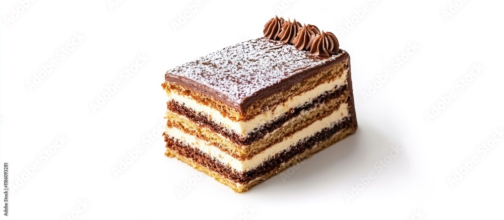 Poster delicious esterhazy cake isolated on a white background bird s eye view. with copy space image. plac