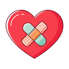 heart with band aid vector icon, singles awareness vector illustration - simple illustration of heart with band aid perfect for logos, and self love -themed designs.