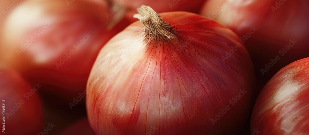 Poster close up macro of young fresh onions. with copy space image. place for adding text or design