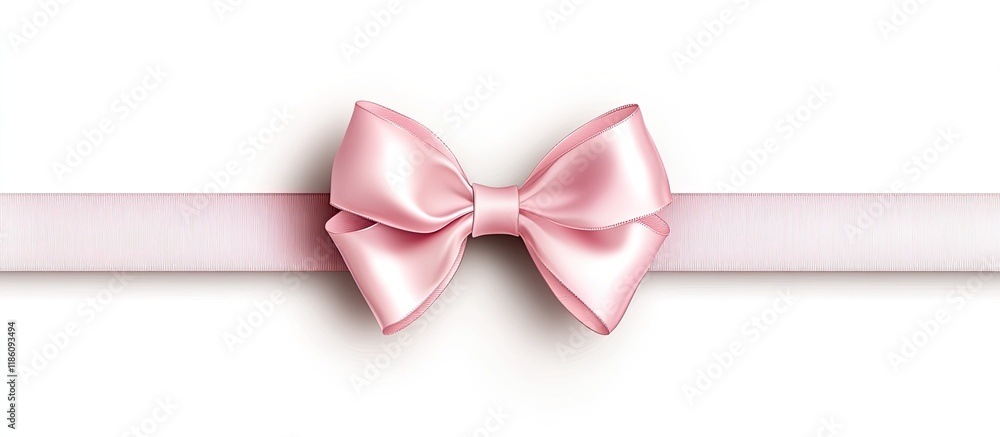 Poster Pink bow with three horizontal satin bands on a white background. with copy space image. Place for adding text or design