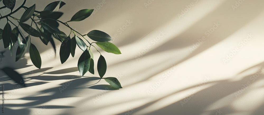 Poster the plant s shadow on a light backdrop with room for text. with copy space image. place for adding t